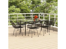 Vidaxl 7 Pcs Conjunto De Jantar Para Jardim Vime Pe Preto