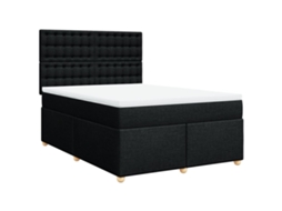 Cama com Molas/colchão 140x200 Cm Tecido Preto MAISON EXCLUSIVE