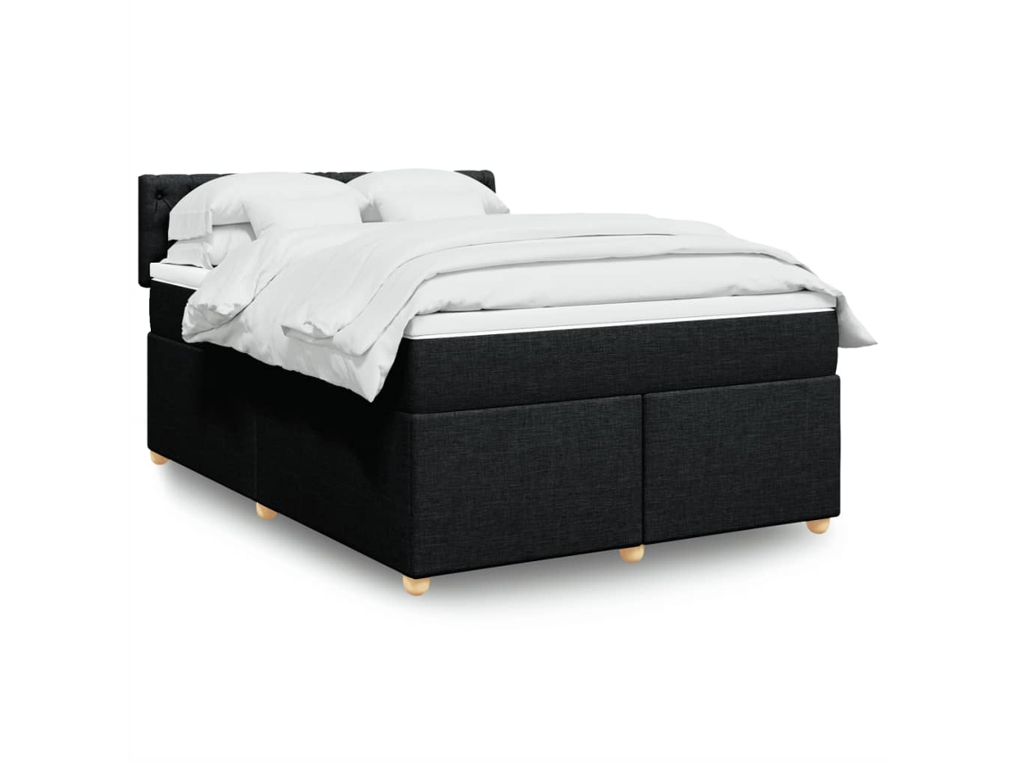 Vidaxl Cama com Molas/colchão 140x200 Cm Tecido Preto