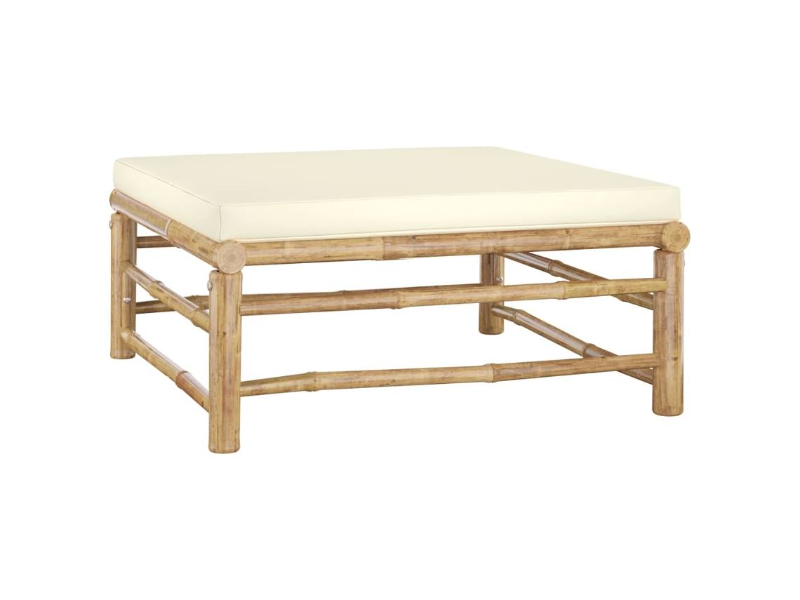 Vidaxl 6 Pcs Conj. Lounge P/ Jardim Em Bambu C/ Almofadões Branco Nata