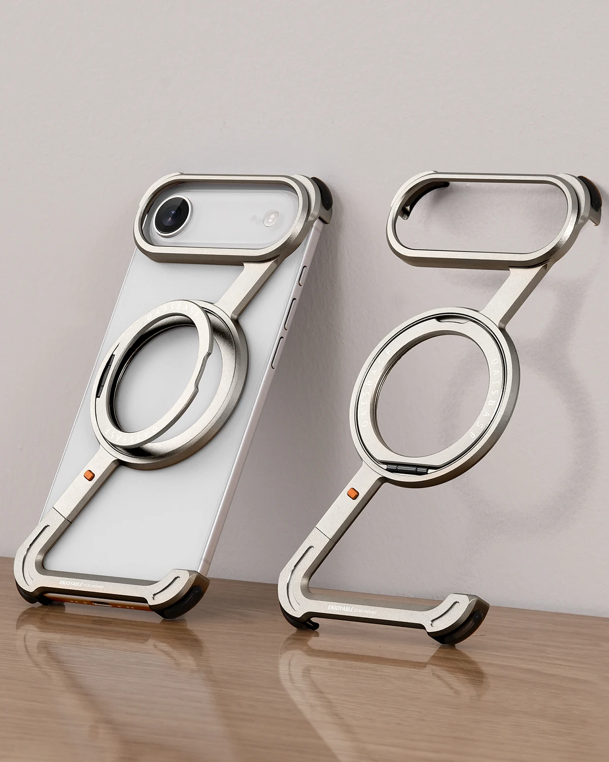 Capa Para Iphone Air (titânio) Com Suporte Magnético Magsafe E Rotação De 360°
