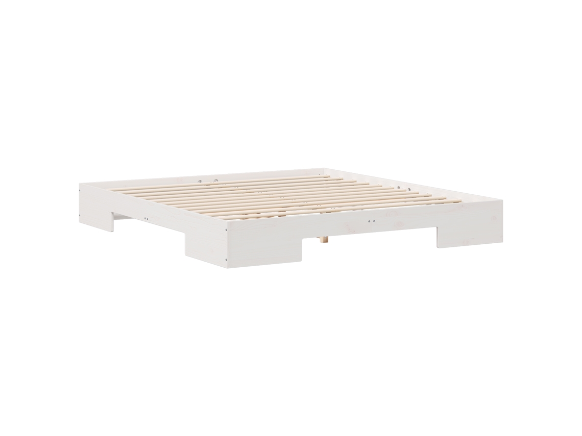 Conjunto 1 Estrutura De Cama Vidaxl Branco Madeira De Pinho Maciça (200 X 200 Cm)