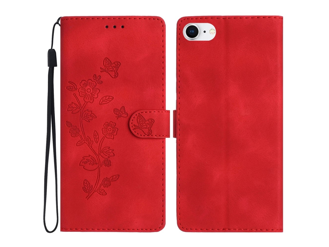 Capa Em Couro Pu Com Suporte, Para Apple Iphone 6 / 6s / 7 / 8 - Vermelho
