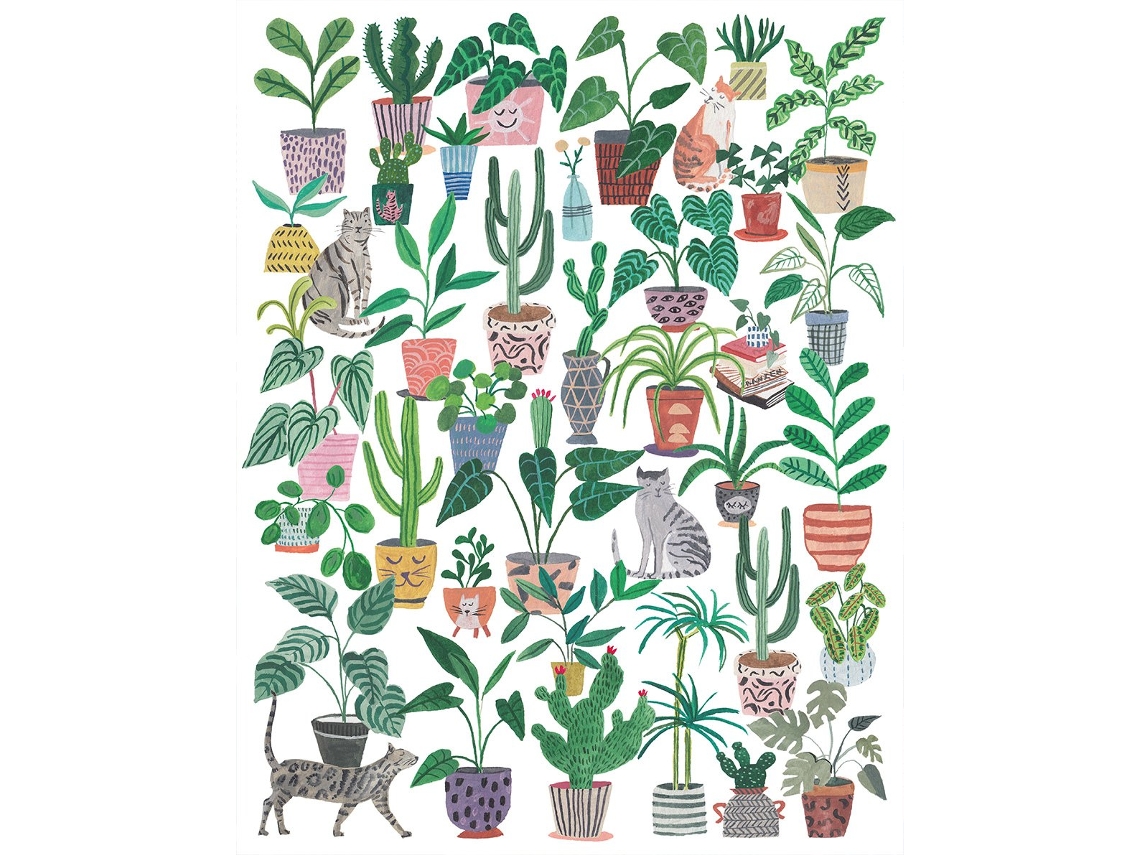 Quebra Cabeça Pieces Peace Com Gatos E Plantas 500 Peças