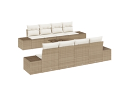 Conjunto 7 Conjunto De Sofá De Jardim Vidaxl Bege Vime Pe (55 X 55 X 37 Cm)