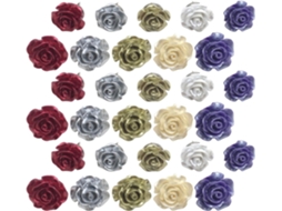 Alfinetes decorativos em formato de rosa Jojofuny, flores de resina e aço, pacote com 30 unidades para organização.