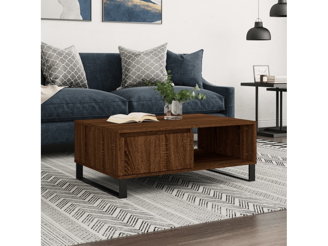 Vidaxl Mesa De Centro 90x60x35 Cm Derivados Madeira Carvalho Castanho
