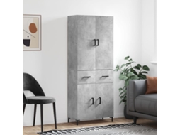 Vidaxl Armário Alto 69,5x34x180 Cm Derivados De Madeira Cinza Cimento