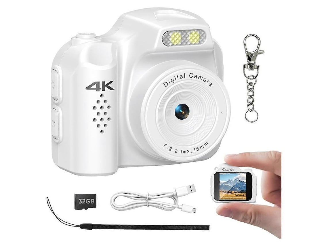 Mini Câmara Fotográfica De Bolso 4k Com Ecrã De 1,54 Polegadas E Cartão De 32 Gb