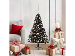 Vidaxl Árvore De Natal Artificial Pré-iluminada Preto 120 Cm Pvc