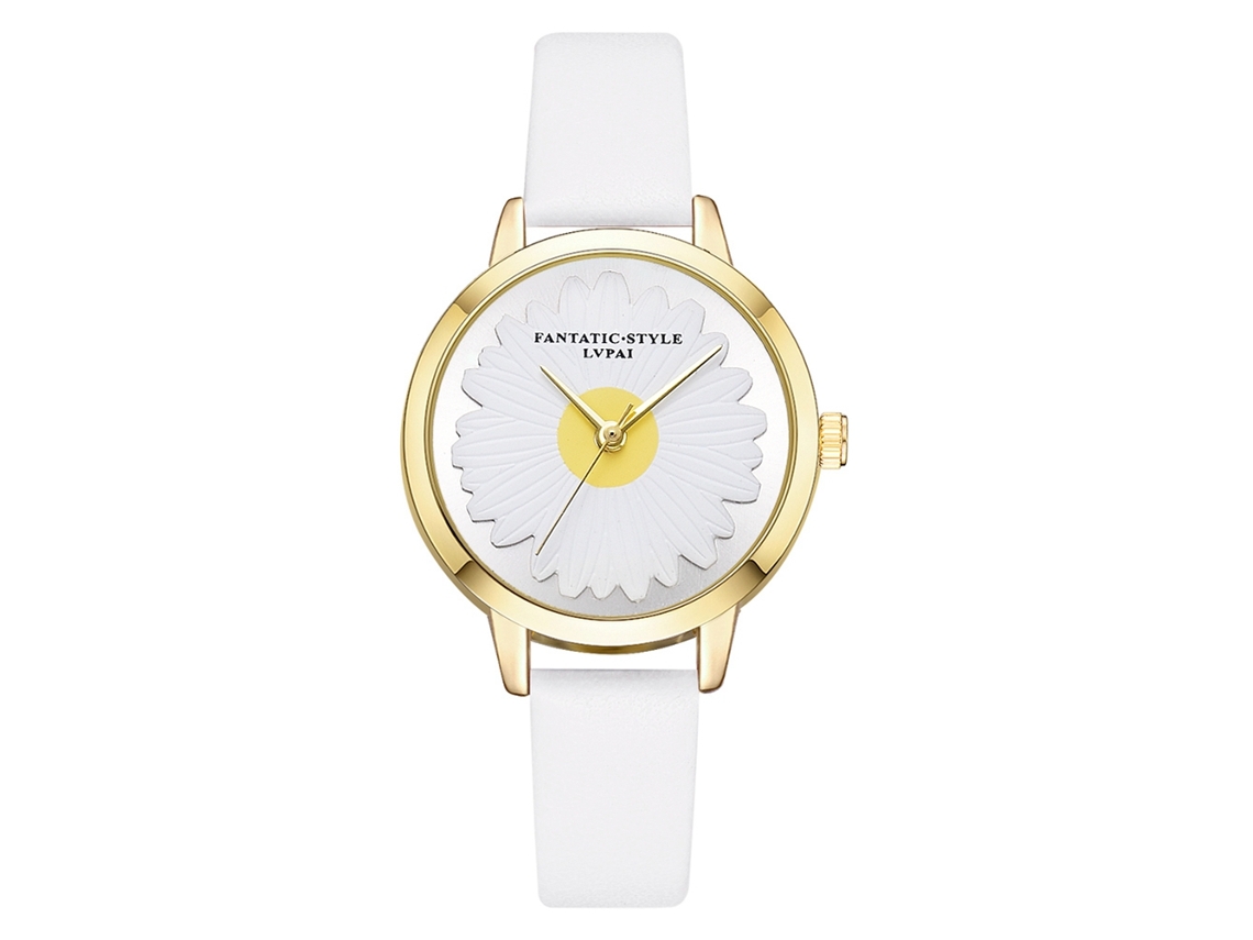 Relógio de Pulso Feminino Lvpai Elegante Casual de Quartzo com Cinto Pu Branco