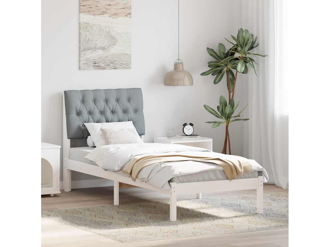 Vidaxl Estrutura De Cama Com Cabeceira Estofada Branco 75 X 190 Cm