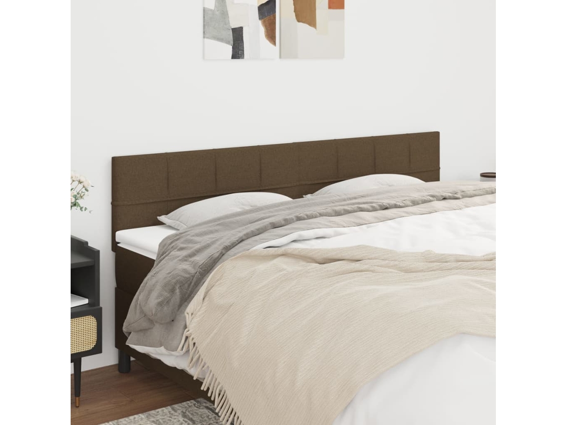Vidaxl Cabeceiras Castanho-escuro 200x5x78/88 Cm Tecido