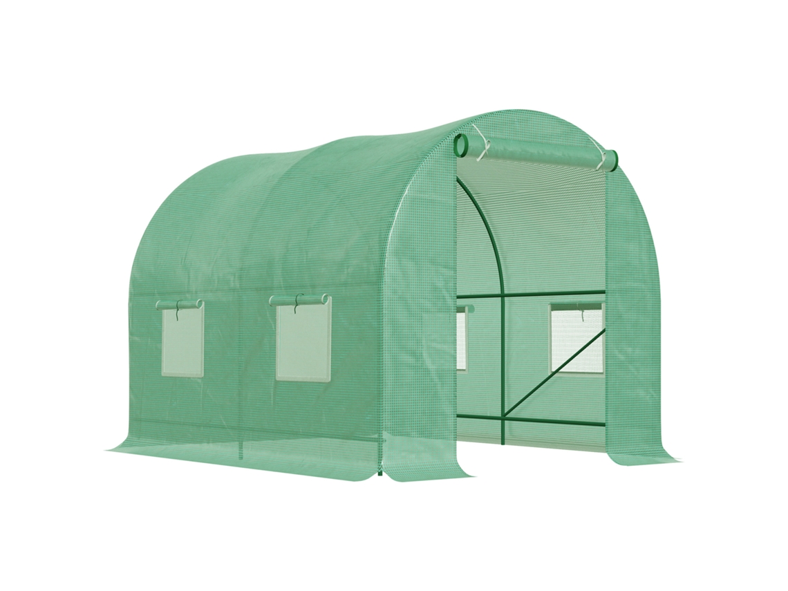 Estufa de Tomate com 4 Janelas, 245x200x198cm Verde S/MARCA