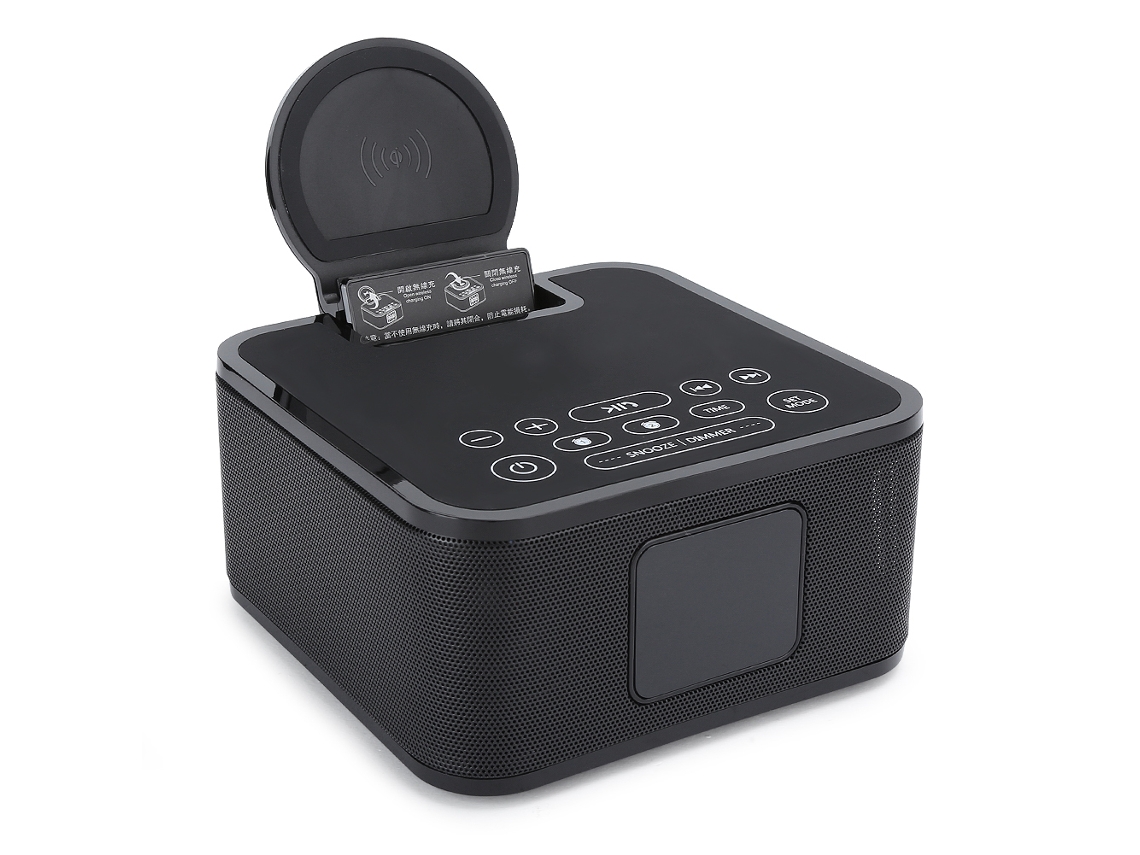 Caixa De Som Bluetooth (carregamento Sem Fio, Suporte Para Telefone) Preto