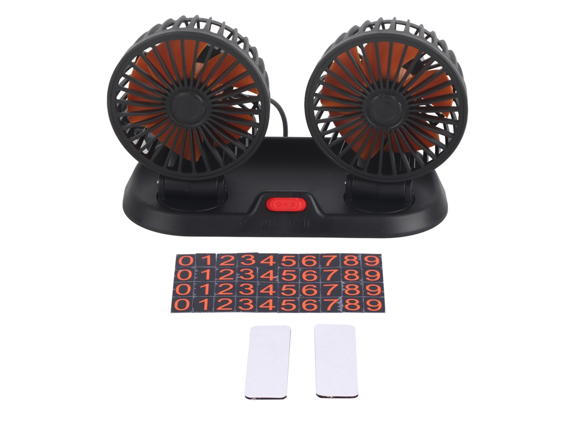 Ventilador Elétrico Carro 24v 360° 2 Velocidades Lâmina Laranja