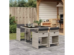 Vidaxl 5 Pcs Conjunto De Jantar P/ Jardim C/ Almofadões Cinzento Claro