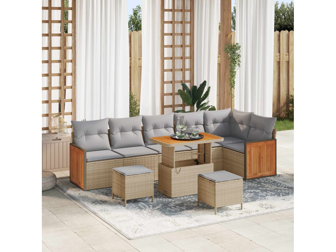 Vidaxl Conjunto De Sofá De Jardim 9 Unid. 9-número De Lugares