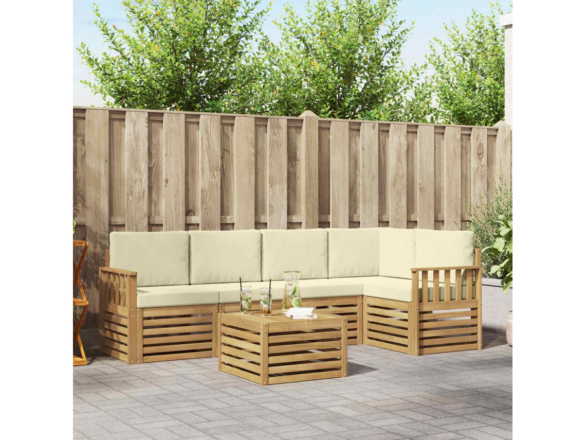 Vidaxl Conjunto De Sofás Para Exterior 6 Unid. Branco E Creme