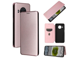 Capa De Tpu Pc Couro Pu Com Slot Para Cartão Para Nokia X10 Com Textura De Fibra De Carbono E Flip Horizontal