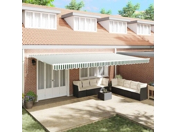 Vidaxl Toldo Retrátil Verde E Branco 600 × 300 Cm Poliéster E Alumínio