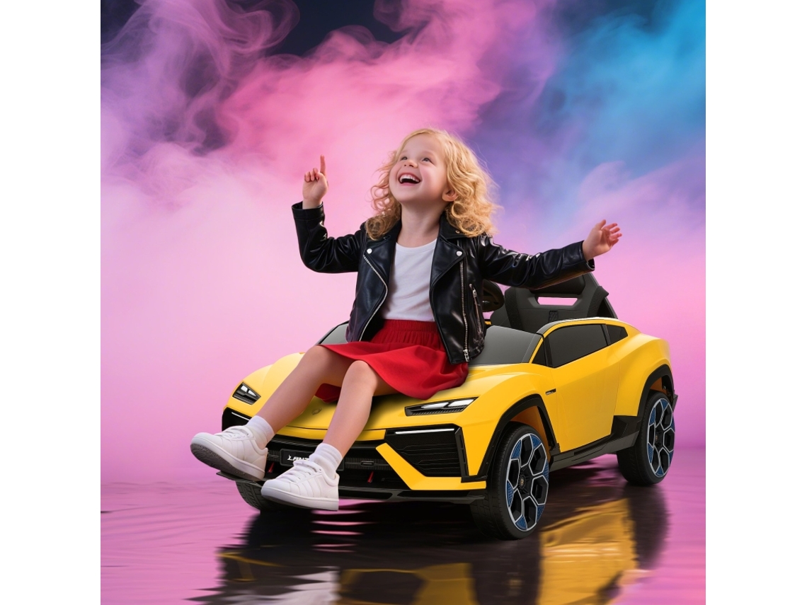 Carro Elétrico 12v Comando 2,4ghz, 2 Motores, Buzina, Led, Música 101,5×49×43cm Amarelo