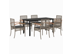Conjunto de 7 Jantar para Jardim com Almofadões Vime Pe Cinza MAISON EXCLUSIVE