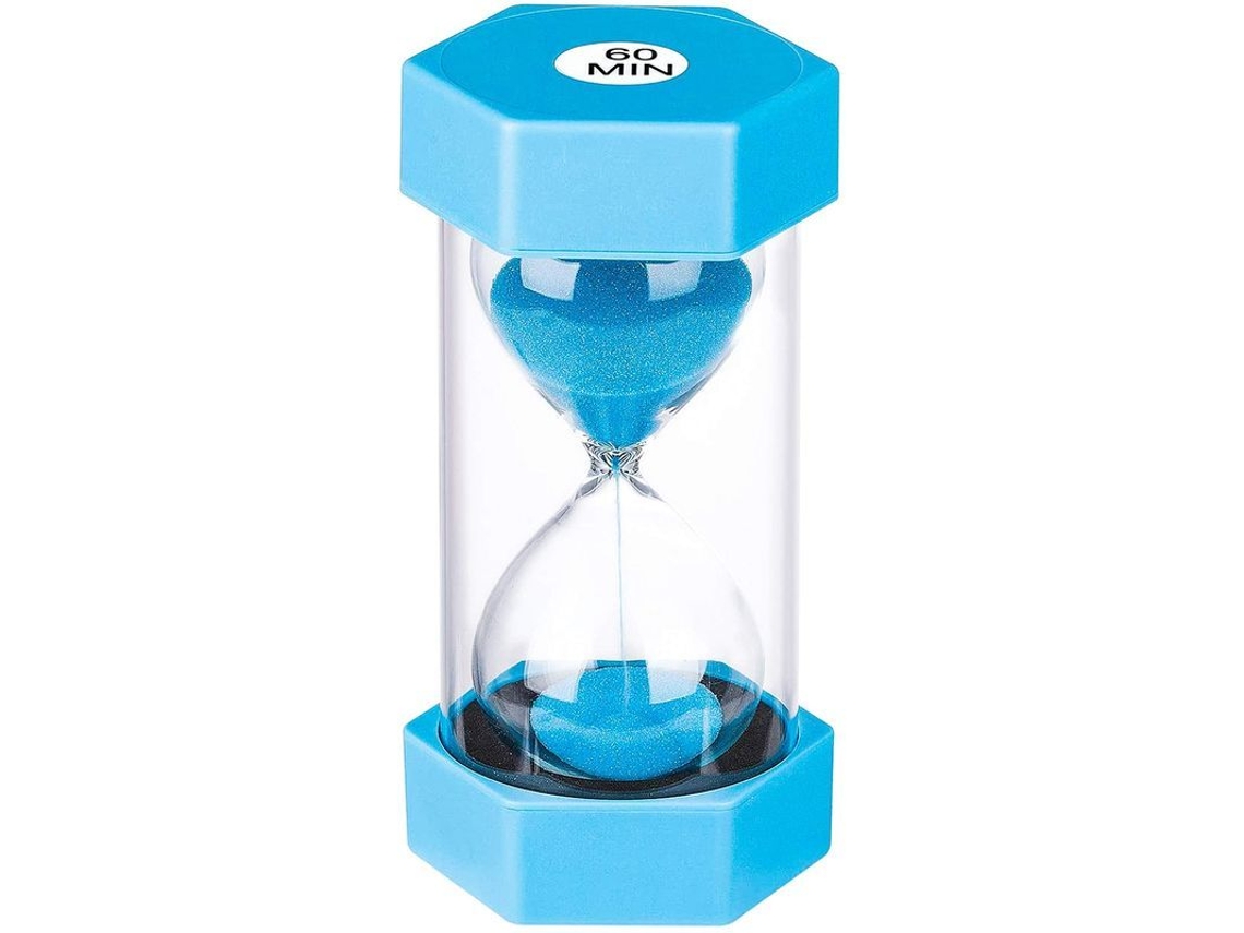 Temporizador De Arena De 60 Minutos: Reloj De Arena Plástico Azul Grande, Temporizador Para Clases Y Juegos