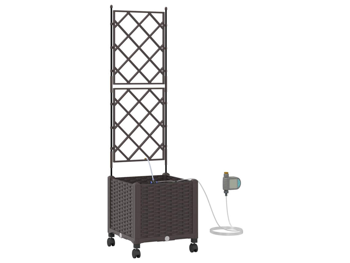 Conjunto 1 Vaso De Jardim Vidaxl Castanho Polipropileno (40 X 40 X 148 Cm)