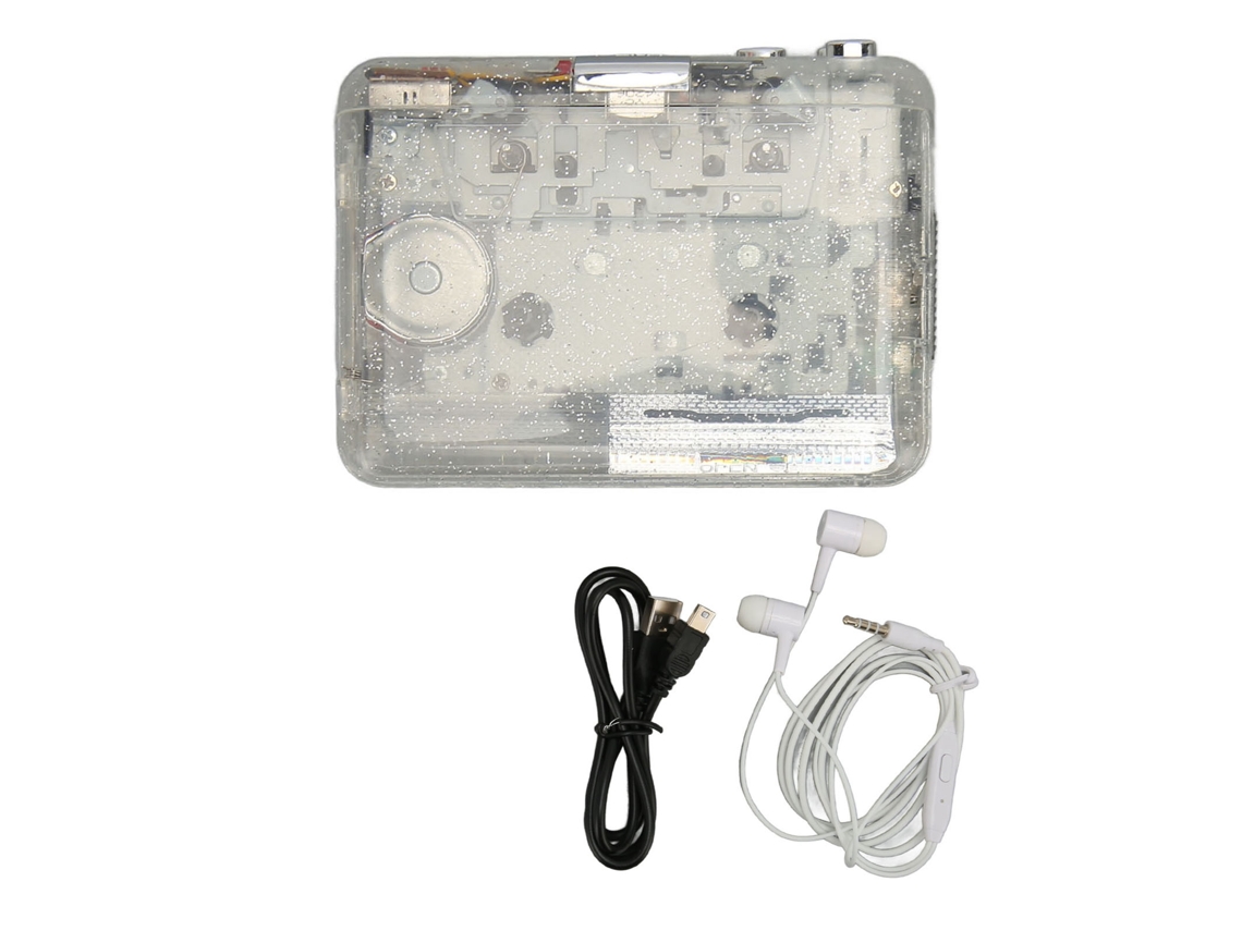 Conversor De Cassete Para Mp3 Player Portátil Com Usb E Som Estéreo Hifi Case Transparente