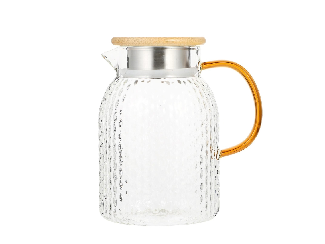Jarra De Vidro Transparente Resistente Ao Calor Com Tampa