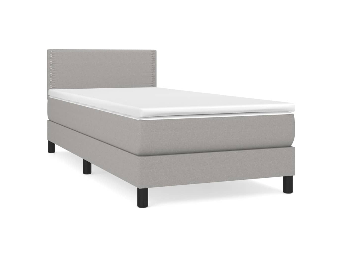 Cama com Molas e Colchão Tecido Cinzento Claro MAISON EXCLUSIVE (100x200 cm)