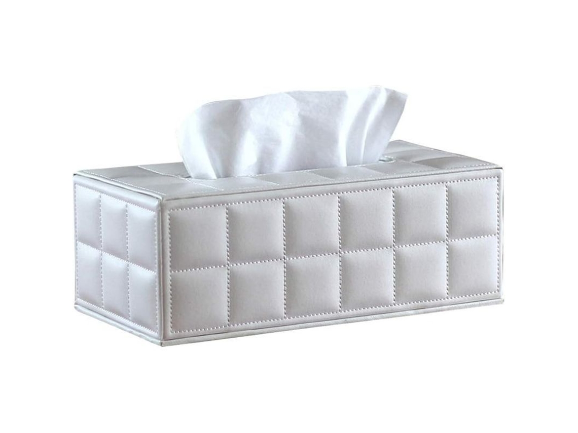 Caixa Papel Higiênico Couro Sintético, Armazenamento Para Lar, Escritório E Restaurante, Branco, 25x14x9,5 Cm