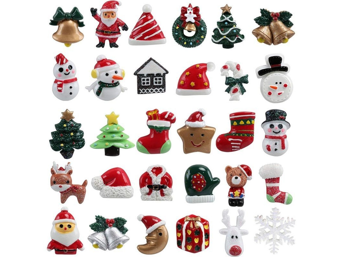 100 Peças Mini Enfeites De Resina Natalino Para Diy Scrapbooking E Decoração