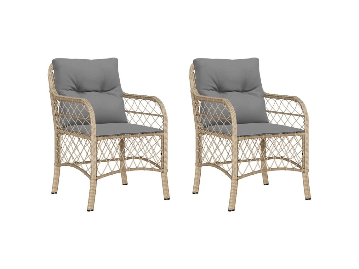 Conjunto de 2 Cadeiras de Jardim com Vime Pe Bege Misturado Almofadões MAISON EXCLUSIVE