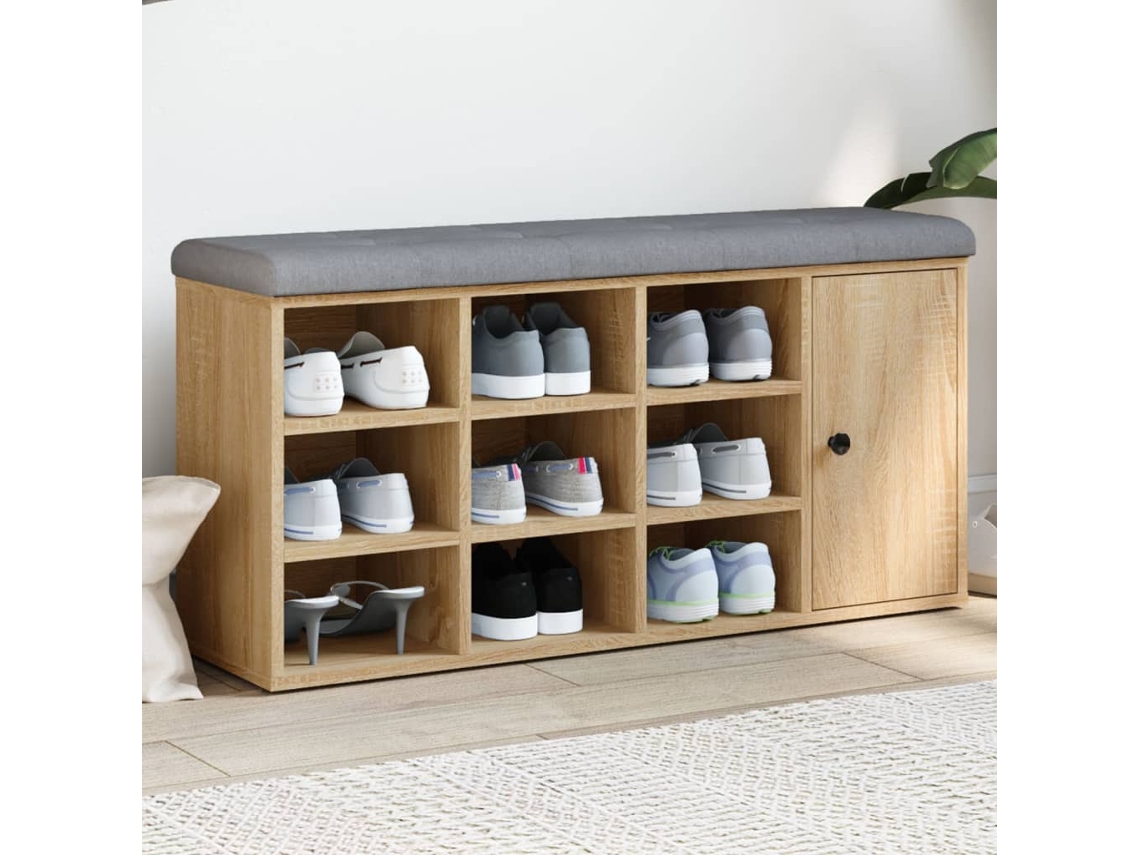 Vidaxl Banco Sapateira 102x32x50 Cm Derivados Madeira Carvalho Sonoma