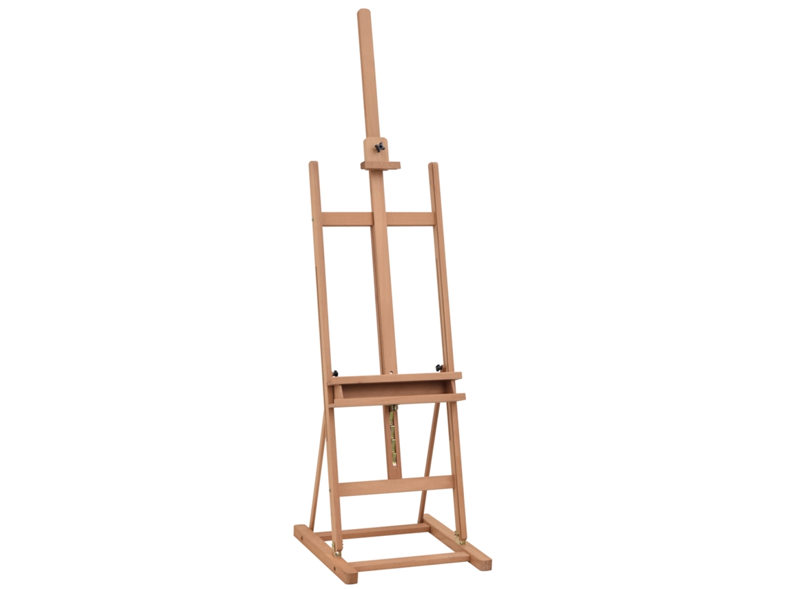 Cavalete De Ateliê Em Faia, Ajustável Em Altura E Ângulo, Com Bandeja, Natural, 53x50,5x171-230cm