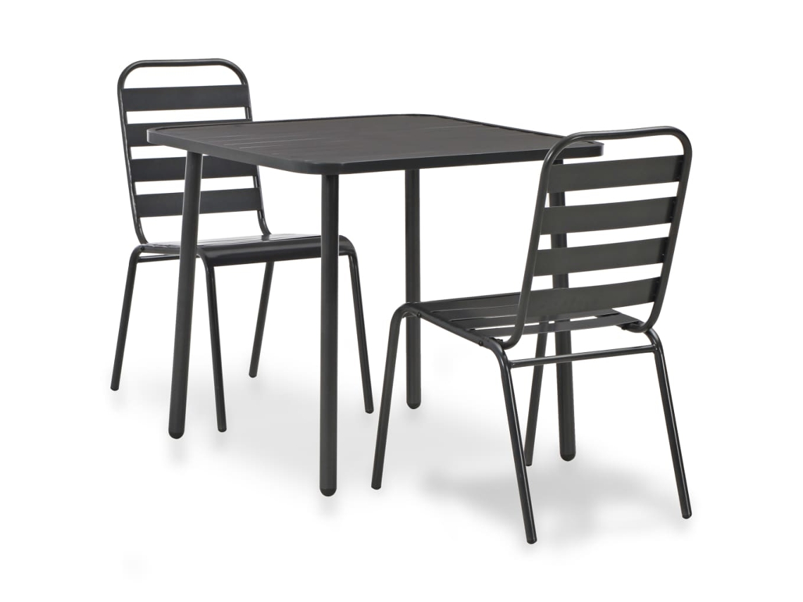 Pcs Conjunto Bistrô Aço Cinzento Escuro Dkd Home Decor