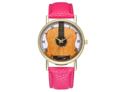 Relógio de Pulso Analógico de Quartzo com Mostrador Redondo Fashion (vermelho rosa)