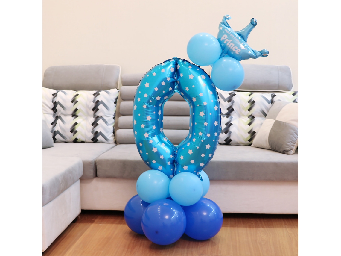 Balão de Número 32 Polegadas em Estilo Vibrante Azul Número 0 LAXISCREED