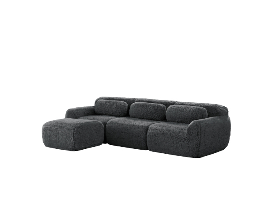 Sofá Modular em Formato de L, Tecido Macio, Sofá Profundo Sem Estrutura, Não Requer Montagem, com Almofadas. Espuma Macia de Alta Resiliência DELCOND