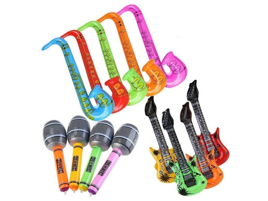 12pcs Balões Infláveis Guitarra Saxofone Microfone, Cores Aleatórias | S/MARCA