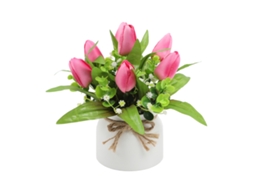 Flores Artificiais em Vaso Pequeno Vaso de Cerâmica Decoração de Mesa Interior NEVEANCE