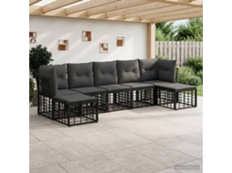 Vidaxl Conjunto De Sofás Para Exterior Preto Poliéster