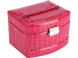 Caixa De Armazenagem De Jóias, Colares E Anéis De 3 Camadas Com Fecho De Fivela Moderno Vermelho Rosa Igvtrade