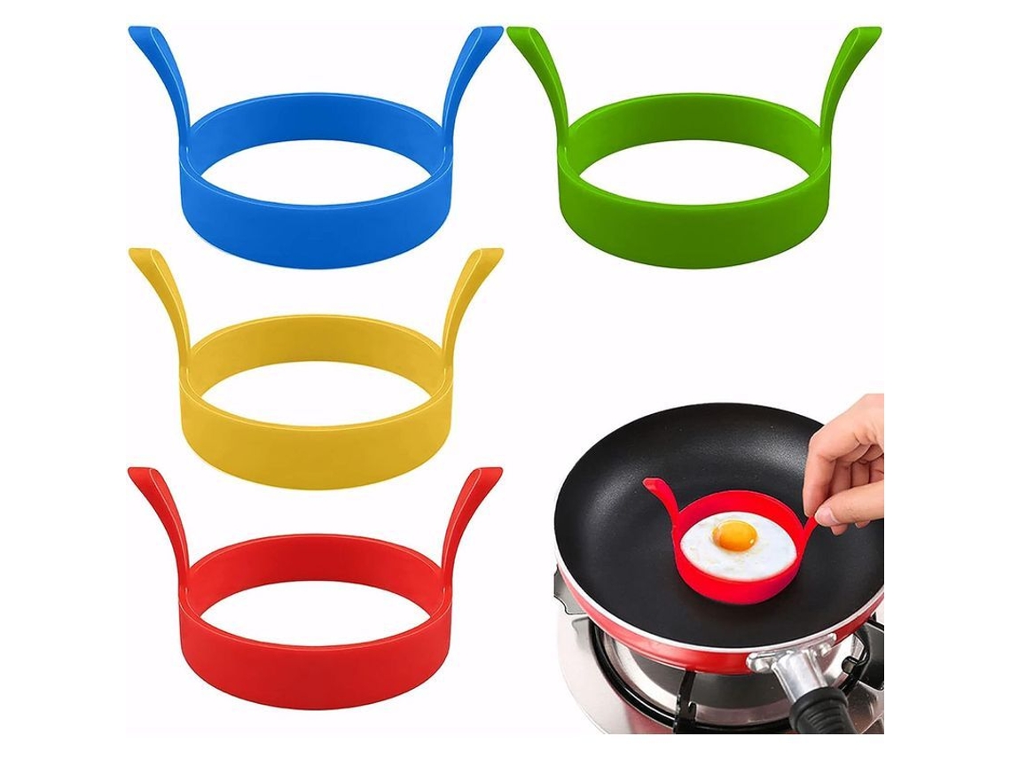 4 Moldes de Omelete Nova Line de Silicone Antiaderente com Alças | S/MARCA