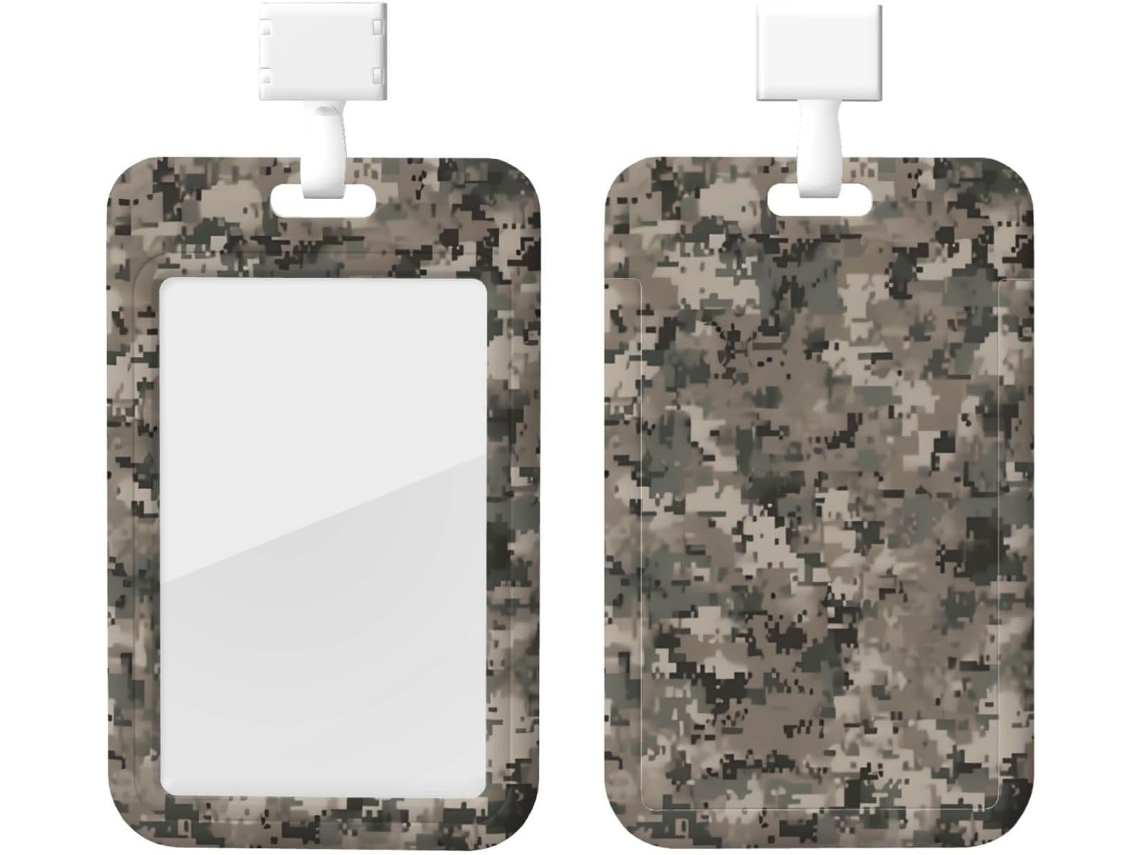 Porta Crachá Com Estampa Camuflada Digital Militar, Cordão, Bolsa Plástica Crachá Impermeável, Capa Protetora