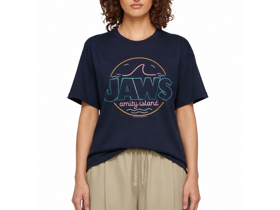Rockinstone Jaws Movie Jawsline Navy Adult T-shirt Size:xl