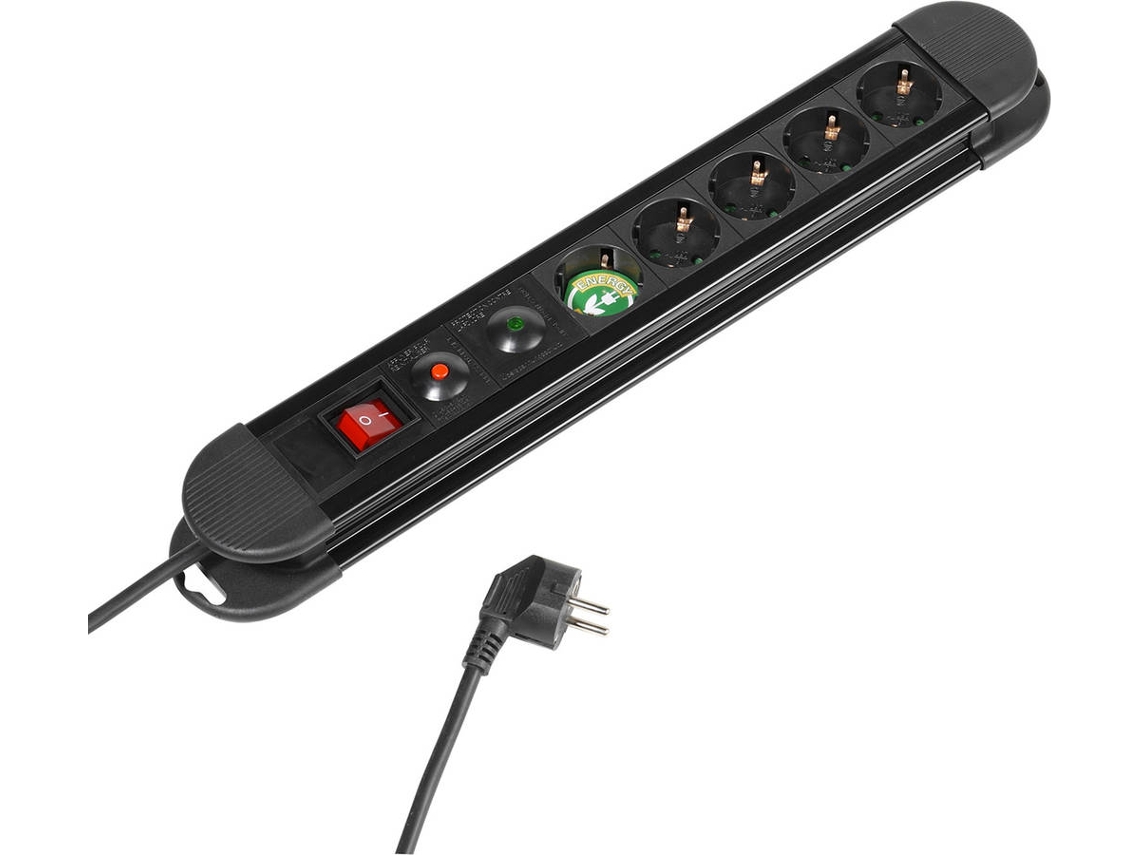 Extensão 5T VIVANCO Com Interruptor 1.4M VIVANCO(Aluminio/Preto)
