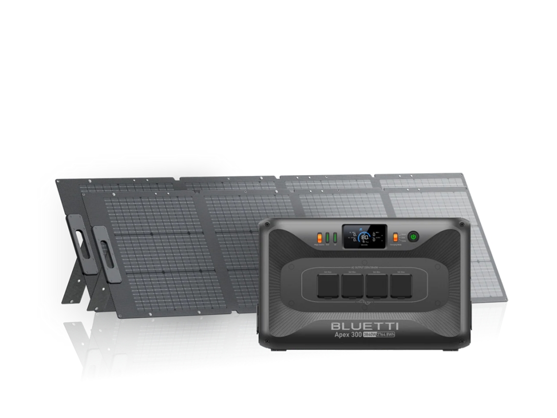 Estação De Energia Versátil 3.840w 2.764,8wh Bluetti Apex 300 Com 2*200w Pv200 Painel Solares